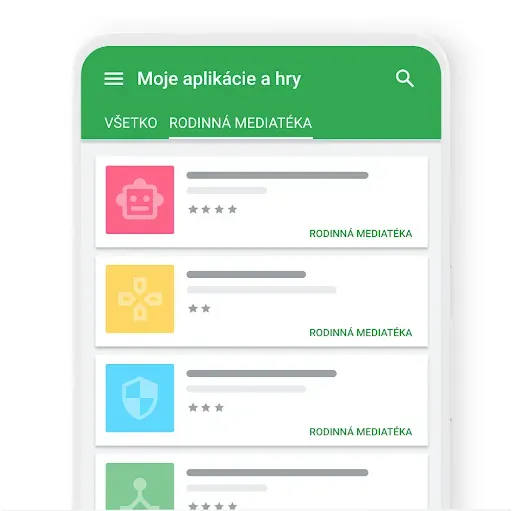 Zdieľané nákupy v rodinnej mediatéke na Google Play